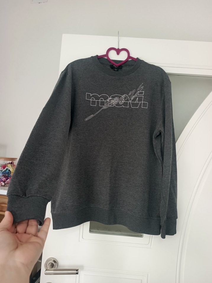 Gri erkek Baskılı Oversize Sweatshirt - Görsel 3