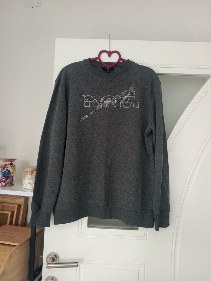 Gri erkek Baskılı Oversize Sweatshirt - Görsel 2