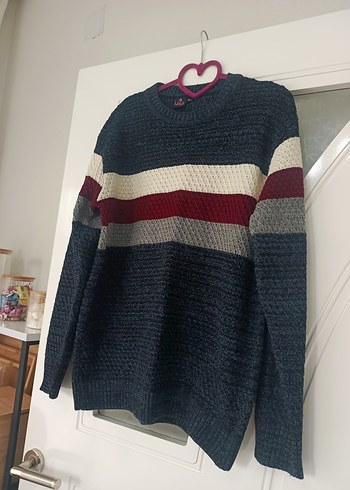 Renkli Çizgili Örgü erkek Kazak - Görsel 3