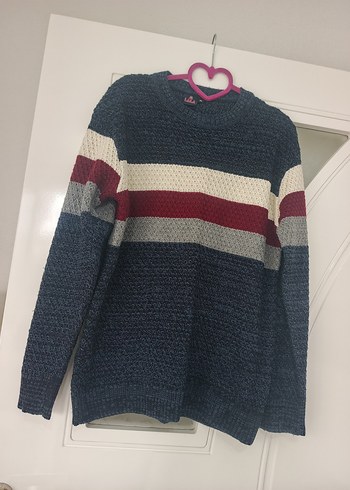 Renkli Çizgili Örgü erkek Kazak - Görsel 5