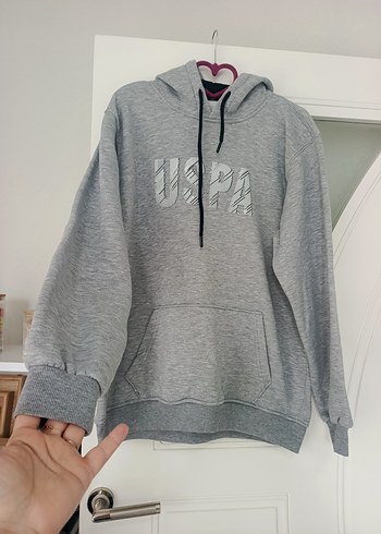 Gri Kapüşonlu erkek Sweatshirt - Görsel 3