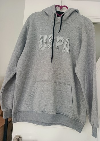 Gri Kapüşonlu erkek Sweatshirt - Görsel 2