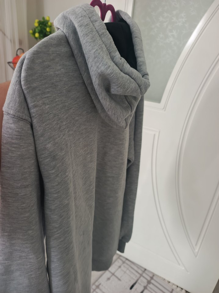 Gri Kapüşonlu erkek Sweatshirt - Görsel 4