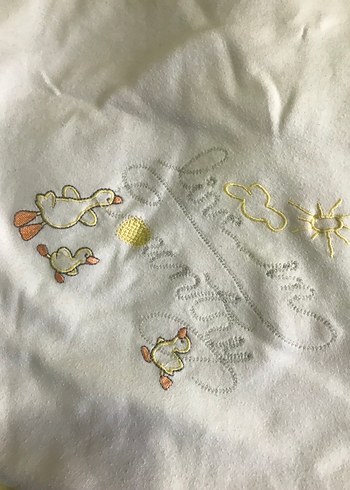 Nakışlı Pamuk Bebek Battaniyesi Beyaz - Görsel 2