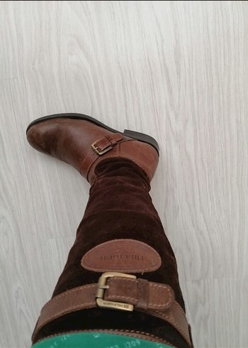 Kahverengi Süet Tokalı Dizüstü Çizme - Görsel 3
