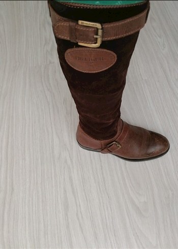 Kahverengi Süet Tokalı Dizüstü Çizme - Görsel 2