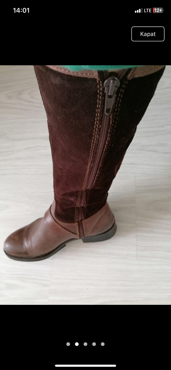 Kahverengi Süet Tokalı Dizüstü Çizme - Görsel 4