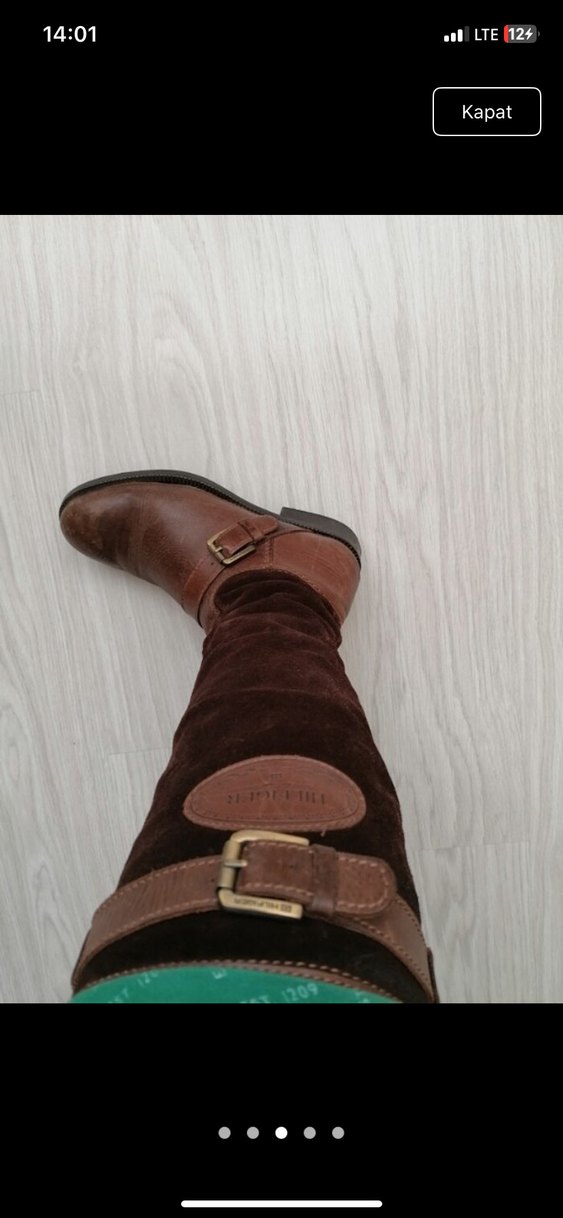 Kahverengi Süet Tokalı Dizüstü Çizme - Görsel 3