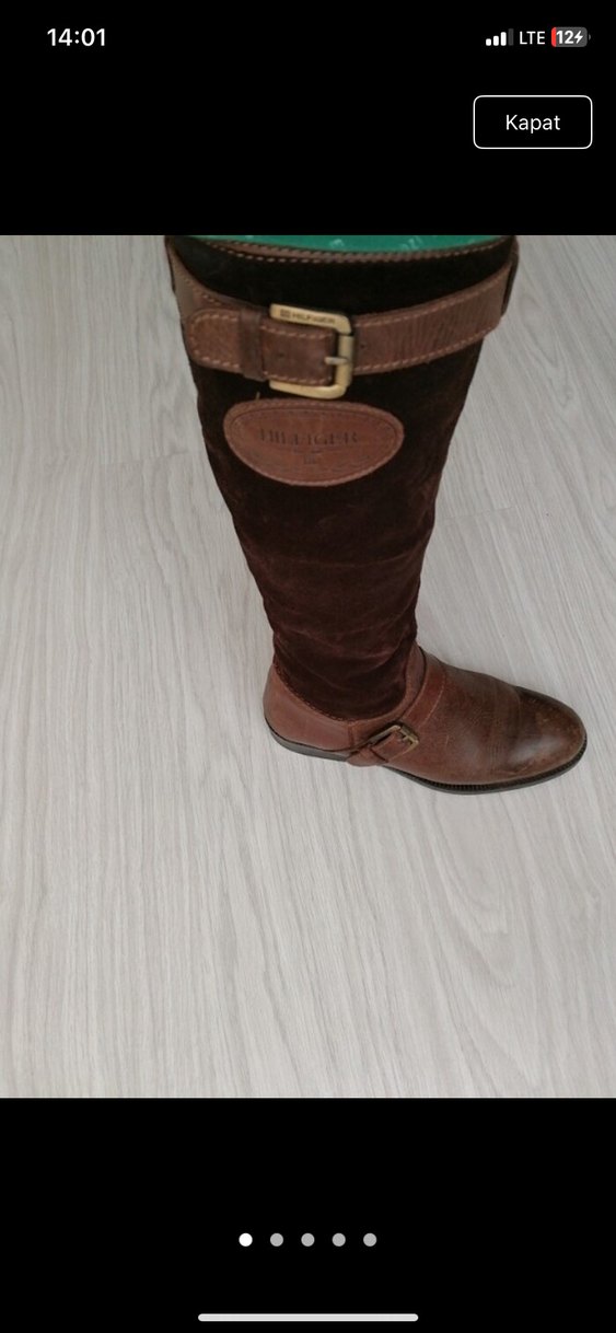 Kahverengi Süet Tokalı Dizüstü Çizme - Görsel 2