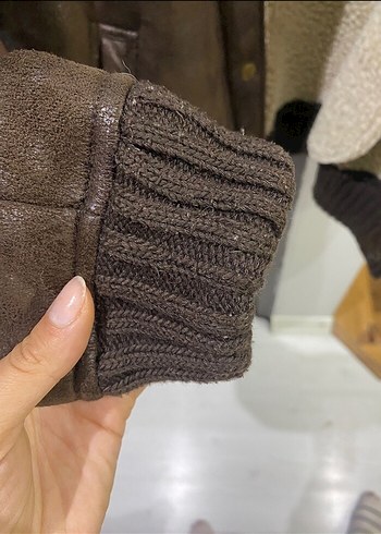 Kahverengi Kürklü Deri Kadın Mont Mango - Görsel 5