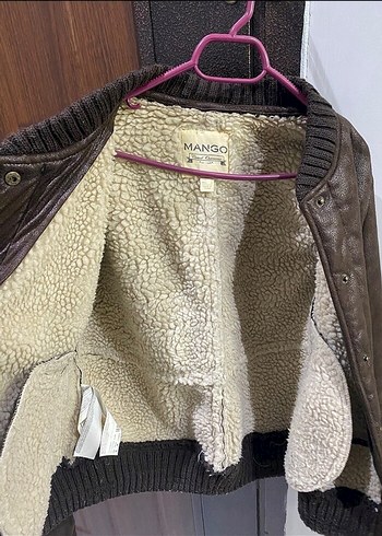 Kahverengi Kürklü Deri Kadın Mont Mango - Görsel 3