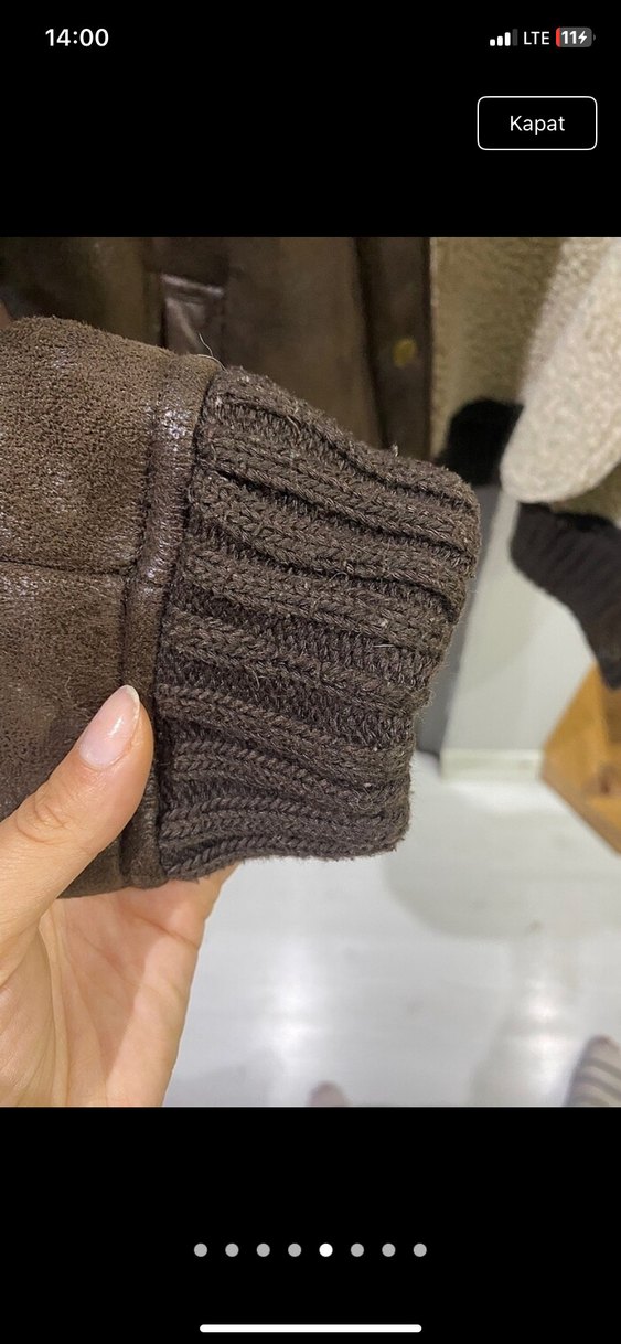 Kahverengi Kürklü Deri Kadın Mont Mango - Görsel 5