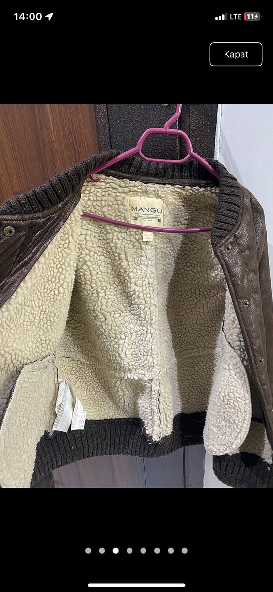 Kahverengi Kürklü Deri Kadın Mont Mango - Görsel 3