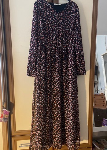 Çiçek Desenli Uzun Bohem Elbise tunik tesettür giyim kapalı - Görsel 7