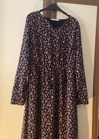 Çiçek Desenli Uzun Bohem Elbise tunik tesettür giyim kapalı - Görsel 2