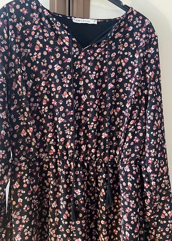 Çiçek Desenli Uzun Bohem Elbise tunik tesettür giyim kapalı - Görsel 3