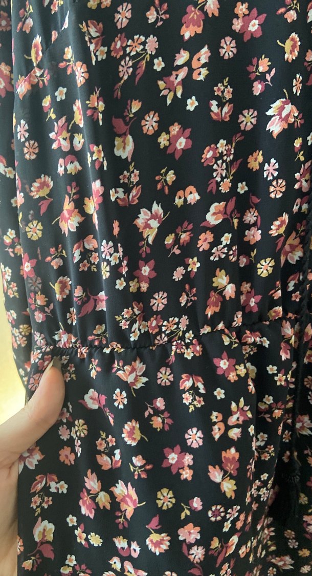 Çiçek Desenli Uzun Bohem Elbise tunik tesettür giyim kapalı - Görsel 5