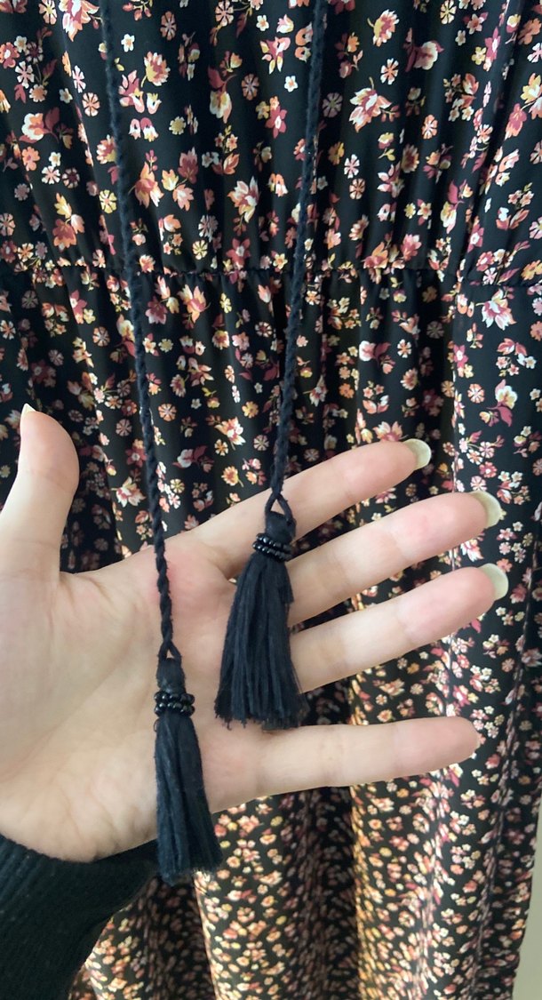 Çiçek Desenli Uzun Bohem Elbise tunik tesettür giyim kapalı - Görsel 4