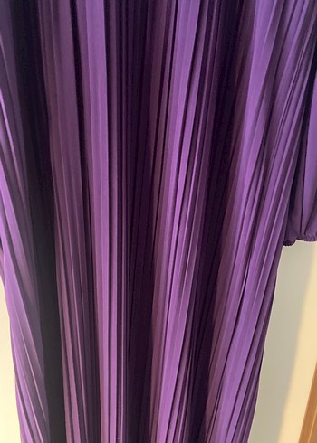 Mor Piliseli Uzun Kollu Kadın Elbise tesettür kapalı giyim - Görsel 10