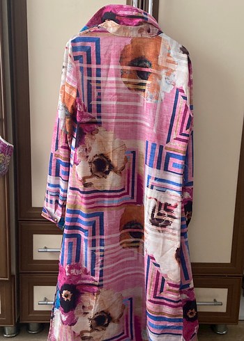 Bohem Uzun Renkli Kadın Gömlek tunik tesettür giyim - Görsel 6