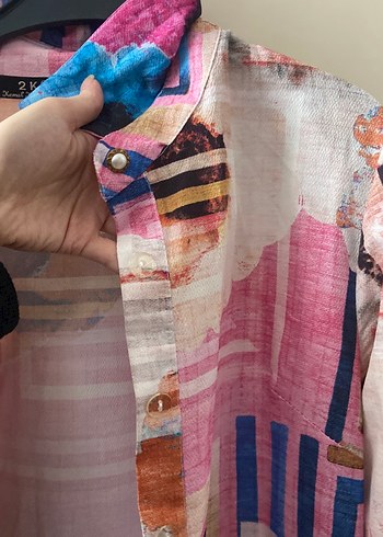 Bohem Uzun Renkli Kadın Gömlek tunik tesettür giyim - Görsel 4