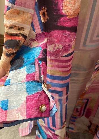 Bohem Uzun Renkli Kadın Gömlek tunik tesettür giyim - Görsel 3