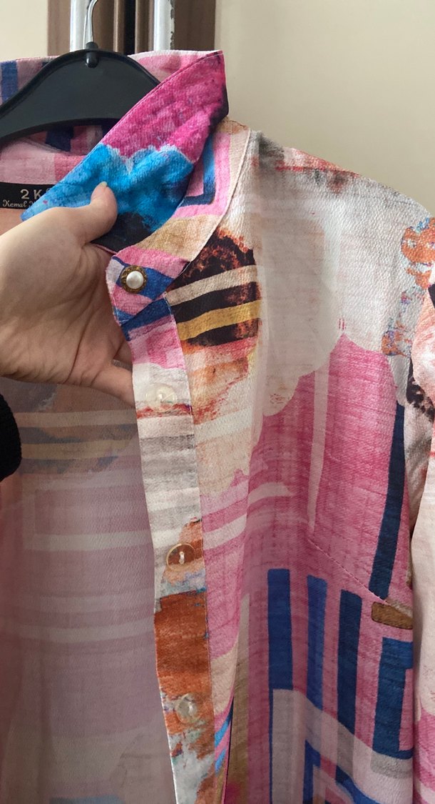 Bohem Uzun Renkli Kadın Gömlek tunik tesettür giyim - Görsel 4