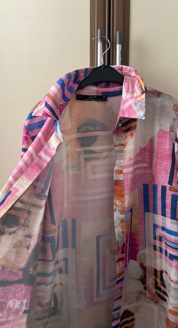 Bohem Uzun Renkli Kadın Gömlek tunik tesettür giyim - Görsel 2