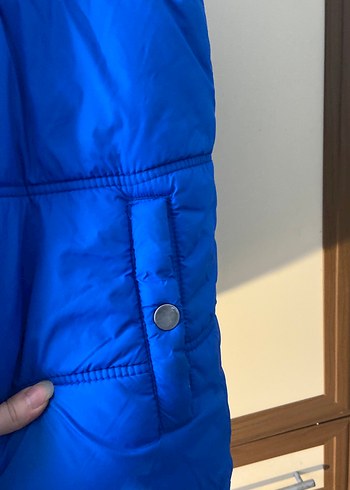 Parlak Mavi Fermuarlı Erkek Yelek Kapüşonlu şapkalı - Görsel 4