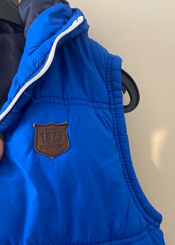 Parlak Mavi Fermuarlı Erkek Yelek Kapüşonlu şapkalı - Görsel 6