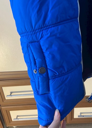 Parlak Mavi Fermuarlı Erkek Yelek Kapüşonlu şapkalı - Görsel 2