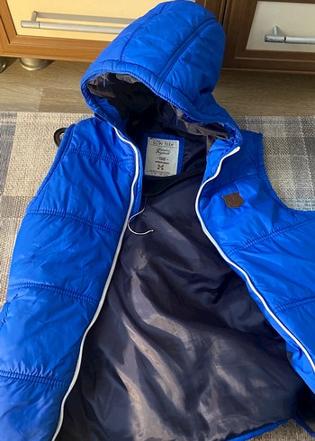 Parlak Mavi Fermuarlı Erkek Yelek Kapüşonlu şapkalı - Görsel 9