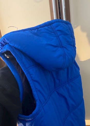 Parlak Mavi Fermuarlı Erkek Yelek Kapüşonlu şapkalı - Görsel 8