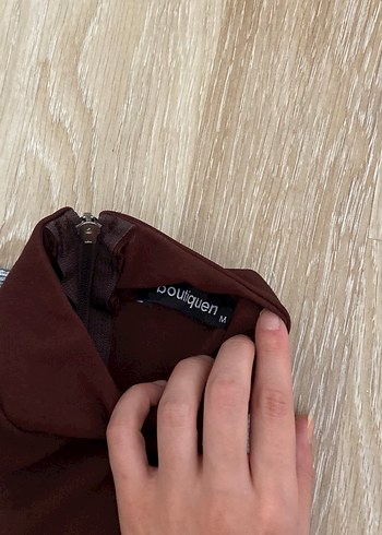 Kahverengi Kadın Yüksek Yakalı fermuarlı bluz - Görsel 7