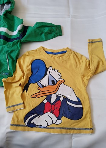 12-18 Ay Beden Erkek Çocuk Yeşil Kapüşonlu Yağmurluk 1 Yaş Sweatshirt Hediye