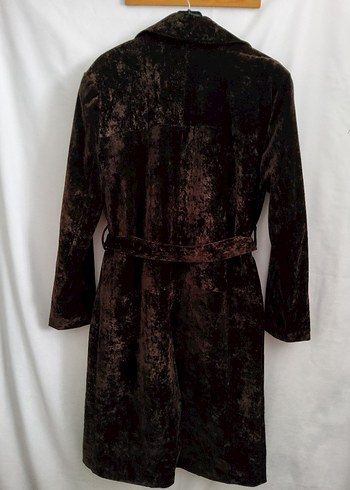 Kahverengi Kadife Uzun Kadın Trençkot S ve M uyumlu - Görsel 7