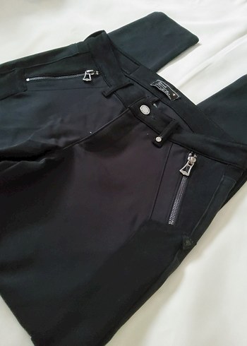 Kadife Şeritli Siyah  Pantolon - Görsel 9