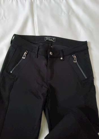 Kadife Şeritli Siyah  Pantolon - Görsel 5