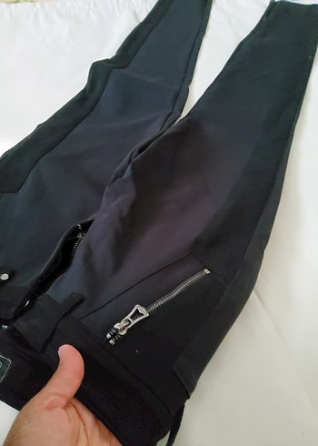 Kadife Şeritli Siyah  Pantolon - Görsel 11