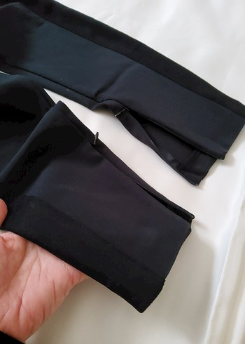 Kadife Şeritli Siyah  Pantolon - Görsel 12