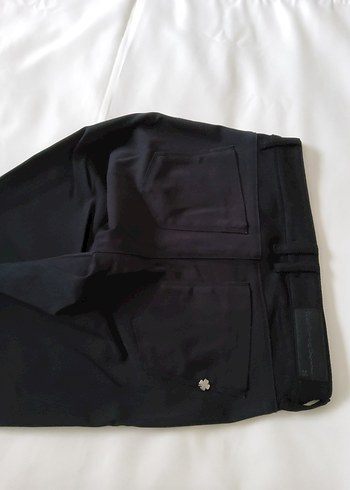 Kadife Şeritli Siyah  Pantolon - Görsel 8