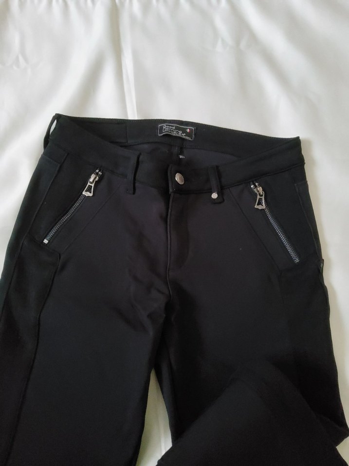 Kadife Şeritli Siyah  Pantolon - Görsel 5