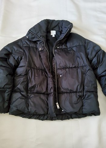 H&M Siyah Yüksek Yakalı Kadın Kışlık Mont XS/S - Görsel 4