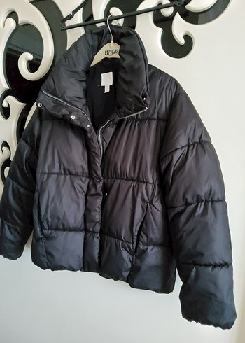 H&M Siyah Yüksek Yakalı Kadın Kışlık Mont XS/S - Görsel 8