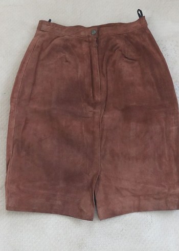 Gerçek Deri Süet Etek %100 Leather - Görsel 2