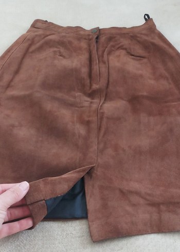 Gerçek Deri Süet Etek %100 Leather - Görsel 4