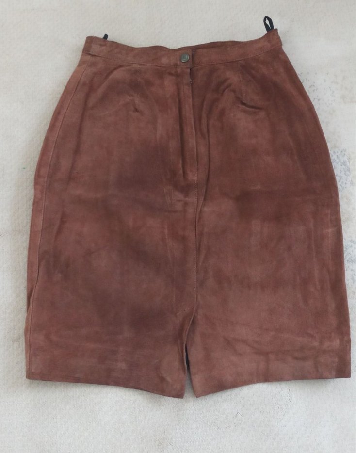 Gerçek Deri Süet Etek %100 Leather - Görsel 2