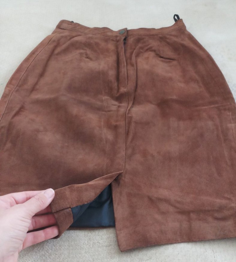 Gerçek Deri Süet Etek %100 Leather - Görsel 4