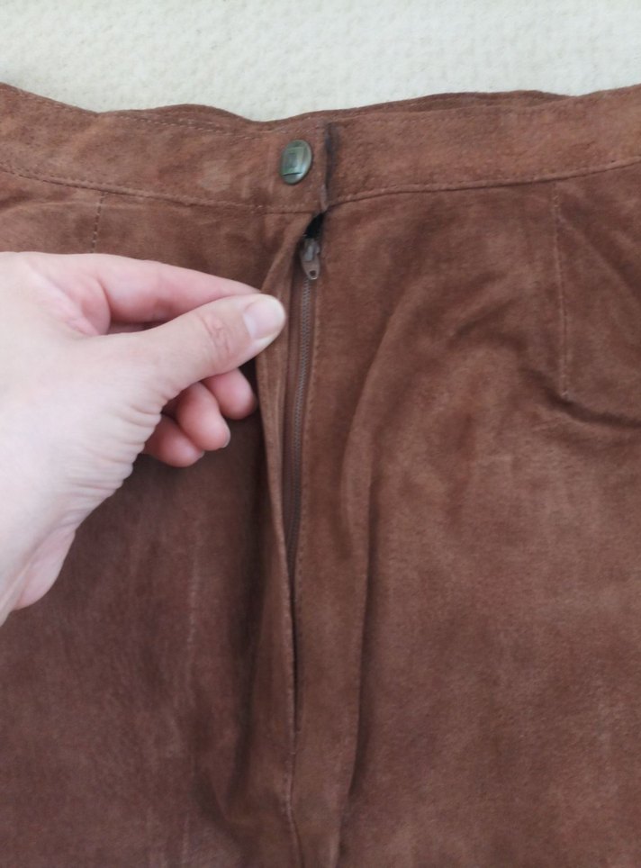 Gerçek Deri Süet Etek %100 Leather - Görsel 3