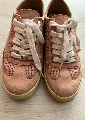 Pembe Süet Bağcıklı Kadın Sneakers